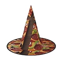 Witch Hat Pizza 3D Printed Wizard Hat Unisex Halloween Hat For Cosplay Party Costume Decorations