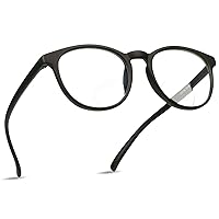 LifeArt Bifocal Reading Glasses with Round Lenses, Blue Light Blocking Glasses for Women Men, Anti Glare, Reduce Eyestrain (Black,+0.00/+ 1.50 Magnification)