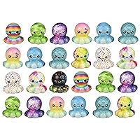 Set of 24 Cute Octopus Micro Slow Rise Squishy Toys - Mini Animal Fidgets - Memory Foam Party Favors, Prizes, OT (Random Selection)