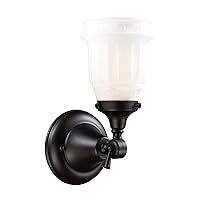 Elk Home Quinton Parlor Vanity Light - 1-Light in Oiled Bronze Finish, with Opal White Glass, Traditional Style