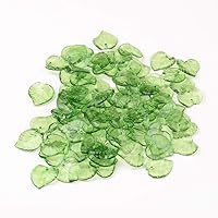 100 Pieces Green Leaf Bead Charms with Hole Jewelry Making, Acrylic Transparent Leaf Pendants Charm for Earring Necklace Bracelet Jewelry Making and Craft