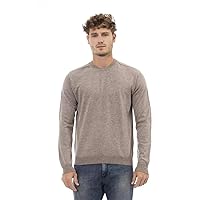 Beige Crewneck Sweater in Luxe Wool-Cashmere Men's Blend