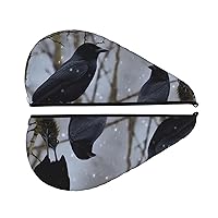 Black Crow Birds Print Hair Towel Wrap Super Absorbent Microfiber Hair Drying Towel Quick Dry Hair Turban for Curly Long Thick Hair