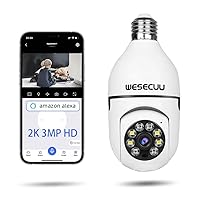 WESECUU Light Bulb Security Camera -5G& 2.4GHz WiFi 2K Security Cameras Wireless Outdoor Motion Detection and Alarm,Two-Way Talk,Color Night Vision Bulb Camera Compatible with Alexa (1) (1)