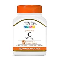 Vitamin C 500 mg Chewable Tablets, Orange, 110 Count
