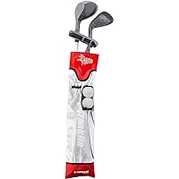 Franklin Sports Kids Golf Set - Youth Adjustable Plastic Golf Club Set - Kids Plastic Golf Set with Bag and Balls - Adjustable Length Clubs for Toddlers, Junior, Right hand, Red