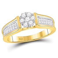 The Diamond Deal 14kt Yellow Gold Womens Round Diamond Flower Cluster Ring 1/2 Cttw