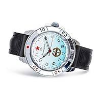 Vostok | Men’s Komandirskie Russian Air Force Commander | Military Style Mechanical Watch | Model 431314 Leather Band