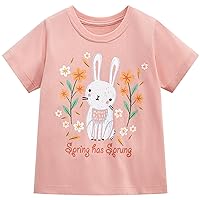 Toddler Girls Bunny Shirts Ruffle Short Sleeve Baby Easter T-Shirt Cotton Cute Tank Tees Tops 1-7 Years