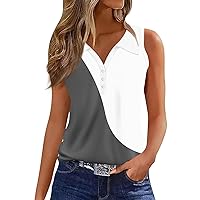 Womens Sleeveless Shirts V Neck Fashion Tops Loose Fit Casual Summer Top Spring Summer Basic Cute 2024 Outfits Clothing