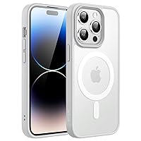 JETech Magnetic Case for iPhone 14 Pro Max 6.7-Inch Compatible with MagSafe, Translucent Matte Back Slim Shockproof Phone Cover (Silver)