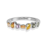 18K White Gold Blossom Ring With 0.72 TCW Natural Diamond (Multi Shape, Multi-Colored, VS-SI2 Clarity) Gemstone Rings, Rings For Women, Dainty Rings, Minimalist Rings, Gift For Her Jewelry For Women