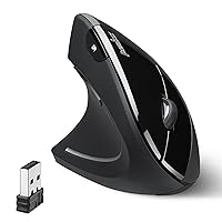 Perixx PERIMICE-713L, Wireless Ergonomic Left Handed Vertical Mouse, 6 Buttons Design, 3 Level DPI, Black, Medium