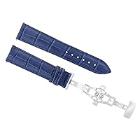 18MM LEATHER WATCH BAND STRAP COMPATIBLE WITH SEIKO 5 SNK 809 793 DEPLOYMENT CLASP BLUE