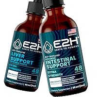 E2H: Liver Support Supplement and Advanced Intestinal Support | Vegan, Non-GMO - 2 Fl Oz Each (4 Fl Oz Total) - Bundle