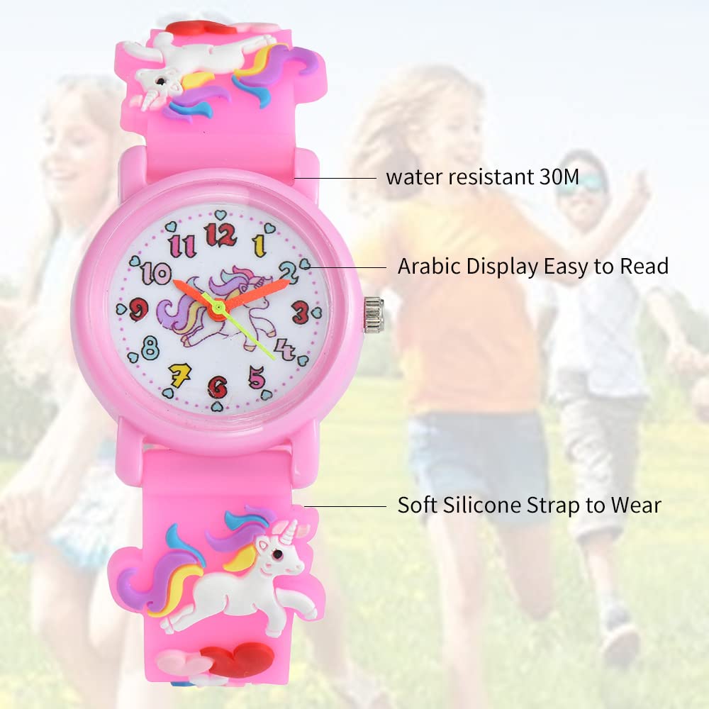 Child's love Girls Watches Kids Watches 3D Cartoon Daily Using Waterproof Watches for Girls Gifts for Girls Ages 3-12 Toys for 3 4 5 6 7 Year Old Girls Kids Gifts