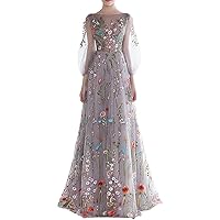 VeraQueen Women's Long Embroidered Prom Dresses Formal Evening Gown
