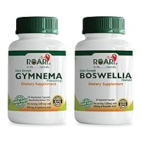 Organic Gymnema Sylvestre 1200 mg Ayurvedic Plant Extract Veg Capsules Tablets with 75% Gymnemic and Natural Boswellia Serrata Veg Organic Capsules 1200 mg with 70% Boswellic Acid Extract
