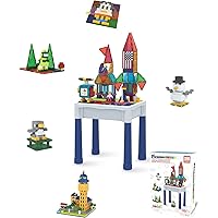 PicassoTiles 121pc Magnet Tiles + Activity Play Building Table, Car Truck, 28 Alphabet Animal Number Graphics, Windmill, 316pc Magnetic Building Brick Block, Action Figures, Tiles Storage, Water Sand