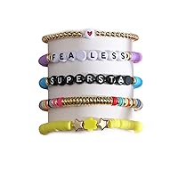 TS Friendship Bracelets Album Inspired Bracelet for Eras Music, Beaded Bracelets, Stretch Bracelets Set for Women Girls and Boy Stackable Boho Jewelry