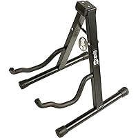 RockJam Foldable A-Frame Guitar Stand with Cushioned Arms and Rubber Feet. Electric, Acoustic & Bass Holder. (RJGS01)