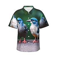 Two Birds Men's Casual Button-Down Hawaiian Shirts â€“ Funky Tropical Summer Outfits â€“ Retro Printed Beach Wear for Men
