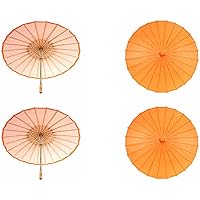 Koyal Wholesale 32-Inch Orange Paper Parasol In Bulk 48-Pack Oriental Umbrella for Wedding, Party Favors, Summer Shade