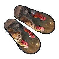 Rooster and Chicken Printed Slippers Cozy Indoor Slide Unisex House Slippers Soft Plush Slip-on Slippers