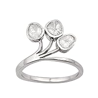 0.50 CTW Natural Diamond Polki Tree of Life Ring 925 Sterling Silver Platinum Plated Slice Diamond Jewelry
