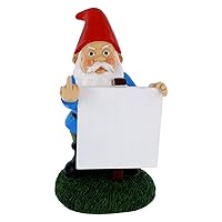 Gnometastic Gnomes - Middle Finger Gnome with Blank Lawn Sign, 9in - Funny Garden Gnomes Outdoor Decorations for Yard, Naughty Gnomes for Office Decor for Adults & Sticky Note Holder