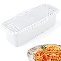 Microwave Pasta Cooker with Strainer Lid- Quickly Spaghetti Cooker- No Sticking or Waiting For Boil- Perfect Make Pasta Every Time- For Dorm, Kitchen or Office, White