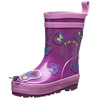 Purple Butterfly Natural Rubber Rain Boots w/Pull On Heel Tab