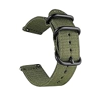 20mm Universal Ballistic Watch Band, Nylon Canvas Woven Loop Replacement Strap Wristband Buckle Fastener Adjustable Closure for Smart-watch Sport Fitness Tracker - Green
