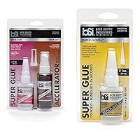 Bob Smith Industries BSI-157H Maxi Cure/Insta-Set Combo Pack (3 oz. Combined),Clear & BSI-139H Clear Super-Gold Odorless Foam Safe Super Glue, 1 oz.