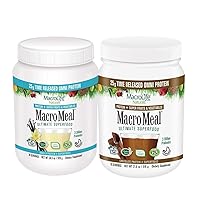 MacroMeal Omni Superfood Powder to The People Bundle - Time-Release Protein Blend, Greens, Digestive Enzymes, Fiber, Energy, 1 Chocolate x 18.5oz (15 Servings) + 1 Vanilla x 18.5oz (15 Servings)
