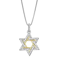 1/10 CTTW Natural White featuring Star of David Pendant crafted in Sterling Silver- Diamond pendant for Women and Girls