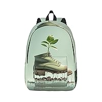 Shoes And Green Buds Backpack Canvas Lightweight Laptop Bag Casual Daypack For Travel Busines Women