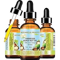 KUKUI NUT OIL 100% Pure Natural Virgin Unrefined Cold-Pressed Carrier Oil 2 Fl oz 60 ml for Face, Skin, Body, Hair, Lip, Nails. Rich in Vitamin E by Botanical Beauty