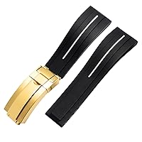 Flat End 20mm 21mm Rubber Silicone Watch Bands For any brand Watch stainless steel Folding buckle Strap Brand Watchband Sports