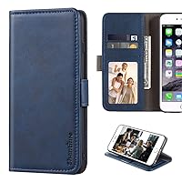 LG K10 2016 Case, Leather Wallet Case with Cash & Card Slots Soft TPU Back Cover Magnet Flip Case for LG K10 (Blue)