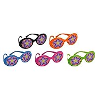 Amscan 70's Star Print Adult Party Glasses, 10 pieces, Multicolor
