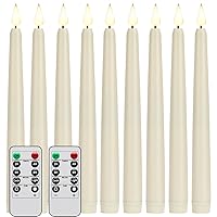 9pcs Flameless LED Taper Candles with 10-Key Remote Control Timer Plastic Battery Powered 3Dwick Flameless Electric Flickering Candles(0.8X11Inch) for Christmas Wedding Home Decoratio