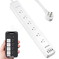 Smart Power Strip Compatible with Alexa Google Home, Smart Plug WiFi Outlets Surge Protector with 4 USB 6 Charging Port Multi Plug Extender,15A