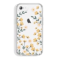 for iPhone SE Case (2022/2020/3rd/2nd), iPhone 8/7 Case 4.7 Inch Clear with Floral Design, Cute Protective TPU Bumper + Shockproof Non Yellowing Cover for Women and Girls (Flowers/Yellow)