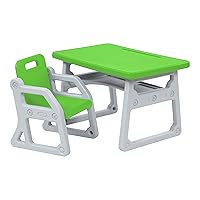 ECR4Kids Toddler Plus Desk and Chair, Kids Furniture, Grassy Green/Light Grey