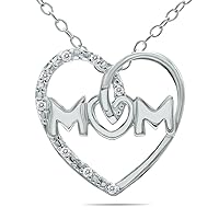 Diamond Accent MOM Heart Necklace in .925 Sterling Silver