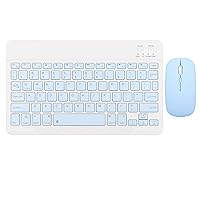 Bewinner Wireless Keyboard and Mouse, 10 Inch Bluetooth Keyboard Set USB Charging Ultra Thin Quiet Wireless Keyboard with 1600 DPI Mouse for PC, Laptop(Sky Blue)