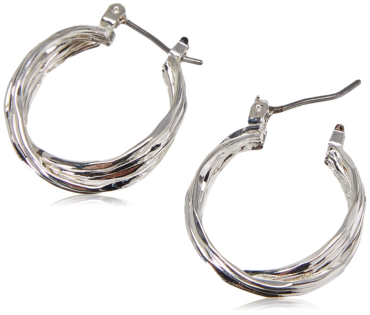 NINE WEST Women's Silvertone Twisted Hoop Earrings