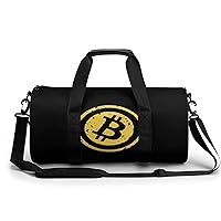 Bitcoin Logo Sports Gym Bag Cute Dance Bag Cylindrical Yoga Exercise Bag Tote Duffel Bags for Travel Basketball Gymnasium