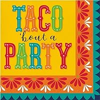 Taco Party Lunch Napkins - 32 Count | 2 packs of 16CT Luncheon Napkins | Southwestern Fiesta Pottery Design, 6.5